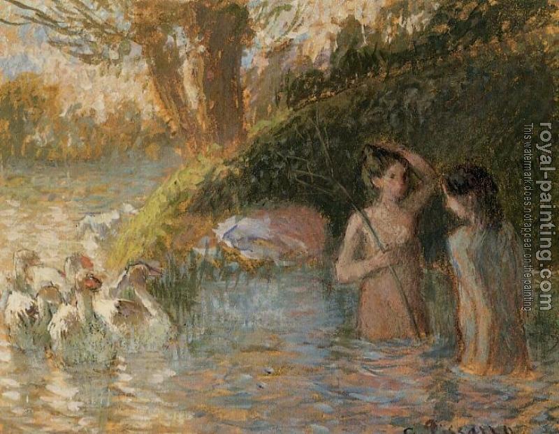 Camille Pissarro : Bathing Goose Maidens